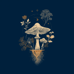 Pilz mit Myzel Piktogramm